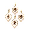 Natural Tiger Eye with Shell Pendants KK-N287-12G-03-1