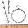 Heart 304 Stainless Steel Double Necklaces & Bracelets Sets for Women SJEW-F226-03P-3