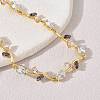Brass Glass Flower Link Chain Bracelets KK-CBA7DFA-01G-05-2