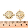 Rack Plating Brass Micro Pave Clear Cubic Zirconia Flat Round Connector Charms KK-C063-20G-3
