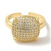 Rack Plating Brass Micro Pave Clear Cubic Zirconia Cuff Ring RJEW-P104-01G-2