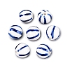 Hand Painted Blue and White Striped Round Porcelain Beads PORC-Q007-01A-1