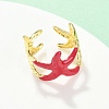 Brass Enamel Adjustable Cuff Rings for Women RJEW-G357-01A-4