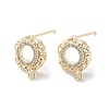 Brass Micro Pave Cubic Zirconia Stud Earring Findings KK-E107-18G-1