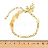 Heated Natural Citrine Chip Beads 304 Stainless Steel Paperclip Chain Bracelets with Alloy Bowknot Charms BJEW-JB14187-02-4