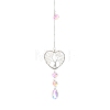 Wire Wrapped Natural Quartz Crystal Heart with Tree of Life Pendant Decorations HJEW-K046-02P-04-2