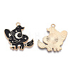 Light Gold Tone Alloy Enamel Pendants X-ENAM-N056-194-2