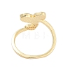 Rack Plating Heart Brass Micro Pave Cubic Zirconia Open Cuff Rings for Women RJEW-B064-16G-3