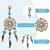 Tibetan Style Alloy & Gemstone Chip Woven Net/Web with Feather Pendant Decoration HJEW-AB00526-3