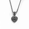 Brass Micro Pave Black Clear Cubic Zirconia Heart Pendant Rope Chain Necklaces for Women FS-WG43ED0-07-1