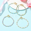 Dyed Natural White Jade & Brass Beaded Bracelets for Women BJEW-JB13678-2