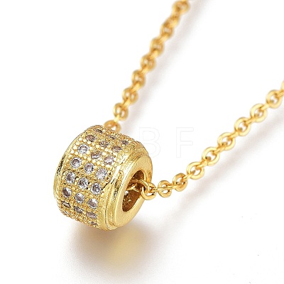 Brass Micro Pave Clear Cubic Zirconia Pendant Necklaces NJEW-A127-08G-1