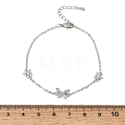 Brass Butterfly Link Bracelets KK-CBAFF9E-01P-1