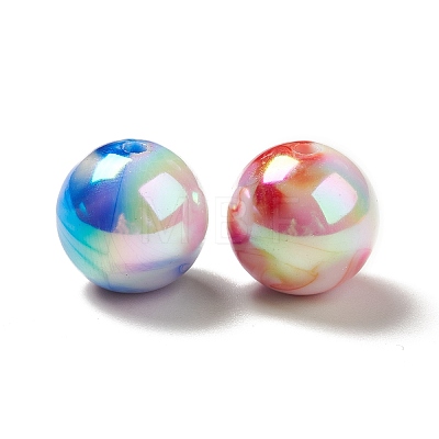 UV Plating Opaque Rainbow Iridescent Acrylic Beads PACR-D069-04-1