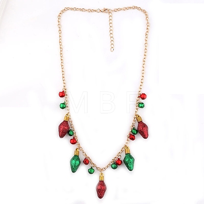 Christmas Alloy Bell Light Bulb Pendant Necklaces & Dangle Earring Sets for Women FS-WG7CEB8-01-1