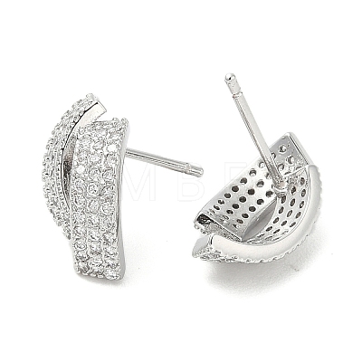 Rack Plating Brass Micro Pave Clear Cubic Zirconia Stud Earrings for Women EJEW-M260-20P-1