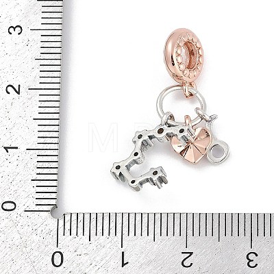 Brass Pendants with Cubic Zirconia European Beads KK-Q015-01D-1