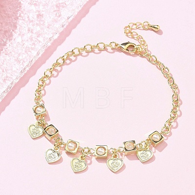 Brass Charm Bracelets for Women BJEW-C083-08G-1