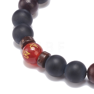4Pcs 4 Style Natural Coconut & Wood & Mixed Gemstone Beaded Stretch Bracelets Set BJEW-JB08835-1