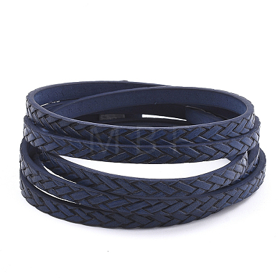 Braided Flat Single Face Imitation Leather Cords X-LC-T003-01B-1