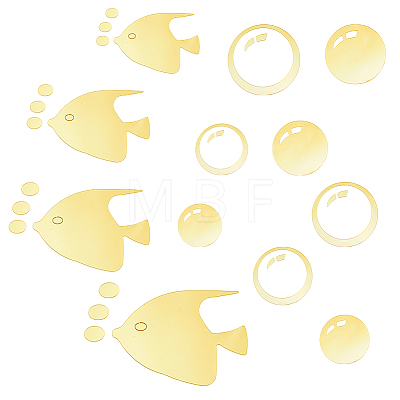2 Sets 2 Style Bubble Effect & Sea Fish Acrylic Mirror Wall Stickers AJEW-FH0003-21A-1