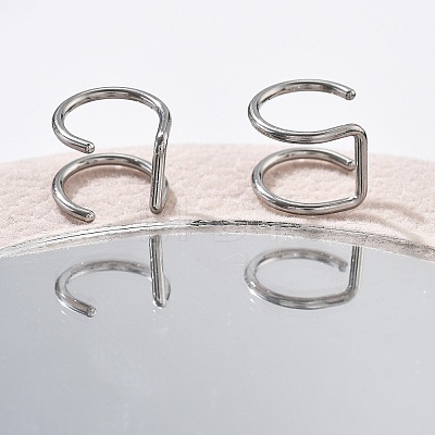 304 Stainless Steel 2 Line Hoop Clip on Nose Rings AJEW-A062-07P-1