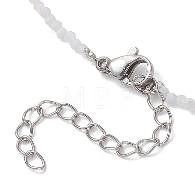 2MM Faceted Round Natural Blue Lace Agate Beaded Necklaces NJEW-JN05918-03-1