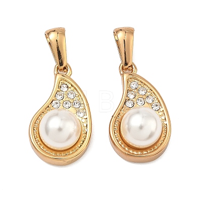 304 Stainless Steel & ABS Plastic Imitation Pearl Pendants STAS-C172-20G-1