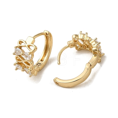 Brass Micro Pave Cubic Zirconia Hoop Earring EJEW-L271-19KCG-02-1