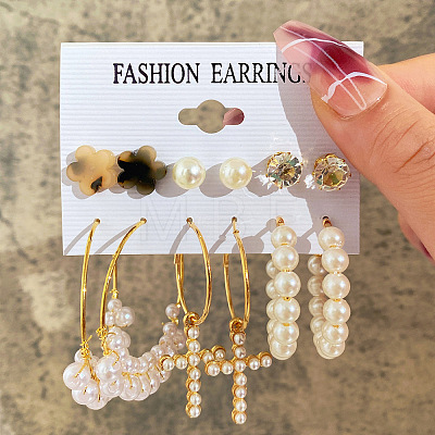 Alloy & Plastic Pearl Earring Sets WG17A46-06-1