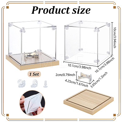 Square Transparent Acrylic Display Cases with Zinc Alloy Display Easels for Commemorative Coins ODIS-PH0009-35-1