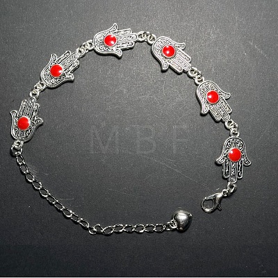 Vintage European Alloy Enamel Hamsa Hand Link Chain Bracelets for Women YP1014-2-1