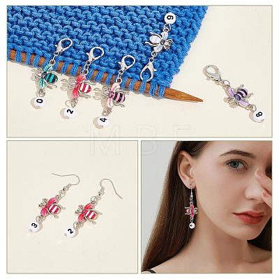 Alloy Enamel & Acrylic Pendant Locking Stitch Markers HJEW-AB00121-1