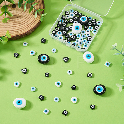 74Pcs 10 Styles Handmade Evil Eye Lampwork Beads LAMP-TA0002-73-1