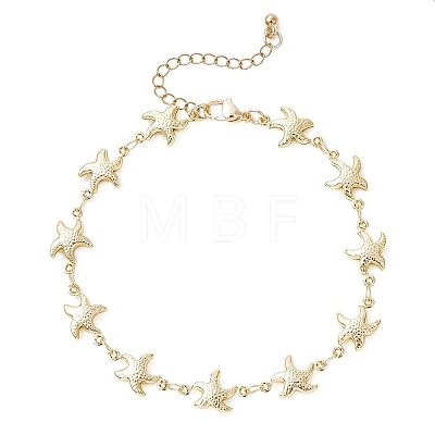 304 Stainless Steel Starfish Link Chain Bracelets for Women AJEW-AN00769-1