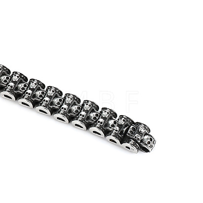 Titanium Steel Skull Link Chain Bracelet for Men WG89926-01-1
