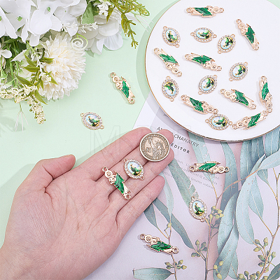 24Pcs 2 Styles Alloy Enamel with Crystal Rhinestone and Acrylic Connector Charms FIND-HY0005-34-1