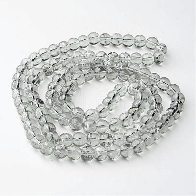 Drawbench Transparent Glass Round Beads Strands X-GLAD-Q012-8mm-09-1