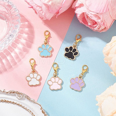 Alloy Enamel Dog Paw Print Pendant Decorations HJEW-JM03746-1