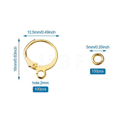 Brass Huggie Hoop Earring Findings & Open Jump Rings KK-TA0007-83G-1