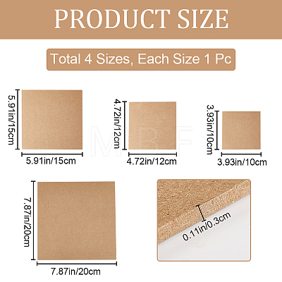 CRASPIRE 4Pcs 4 Sizes MDF Boards AJEW-CP0007-60A-1