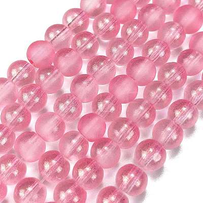 Frosted Transparent Glass Bead Strands GLAA-P065-6mm-03-1