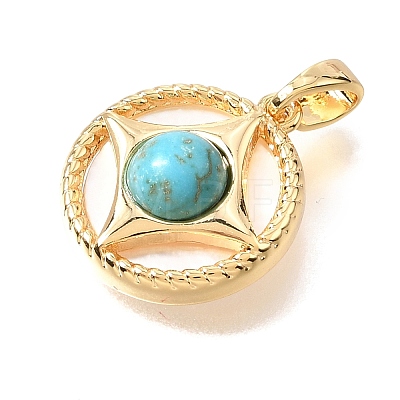 Synthetic Turquoise & Natural Shell Pendants KK-N289-08G-02-1