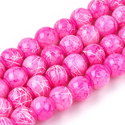 Drawbench Glass Round Beads GLAD-WH0001-01-20-1