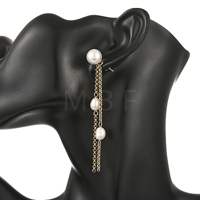 Shell Pearl and Natural Cultured Freshwater Pearl Stud Earrings EJEW-JE07396-1