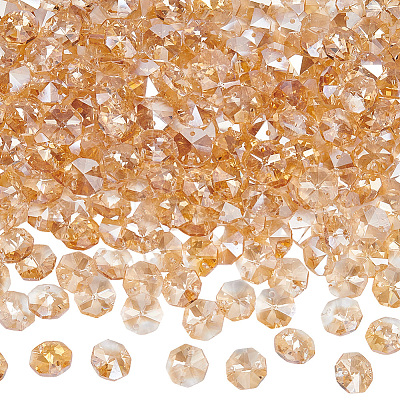 240Pcs Electroplate Glass Faceted Octagon Links Connector Charms EGLA-SP0001-43B-1
