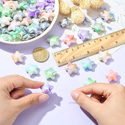 70Pcs UV Plating Rainbow Iridescent Acrylic Beads PACR-CJ0001-30-1