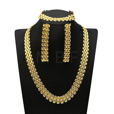 Alloy Chain Necklaces & Stud Earrings & Bracelets Sets FS-WG5EDEB-13-1