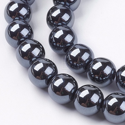 Non-Magnetic Synthetic Hematite Beads Strands G-H1623-10mm-1-1