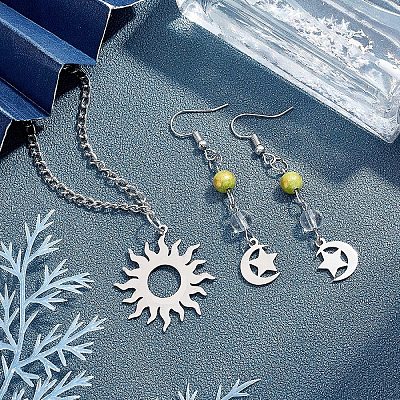 SUPERFINDINGS 32Pcs 8 Style 201/304 Stainless Steel Solar Eclipse Pendants STAS-FH0001-42-1